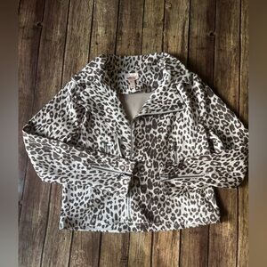 🐆 Willow & Root Leopard Print Moto jacket Womens size small 🐆
